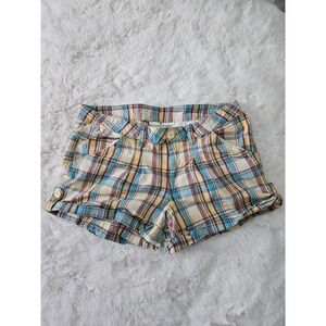 Vtg Y2k No Boundaries Plaid Mini Shorts - Sparkle Metallic Detail - Size 11